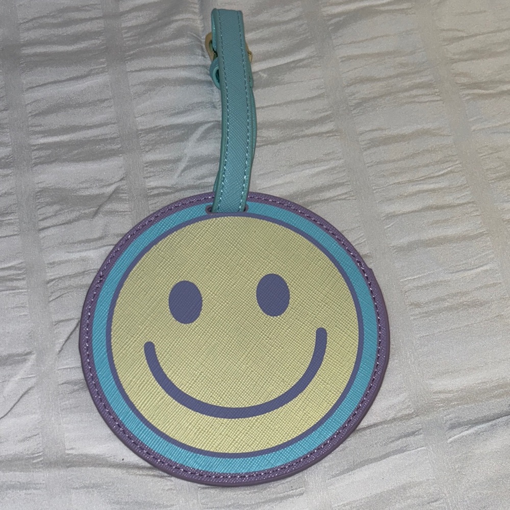 Stoney Clover Lane Smiley Face Luggage Tag - Purple and Blue